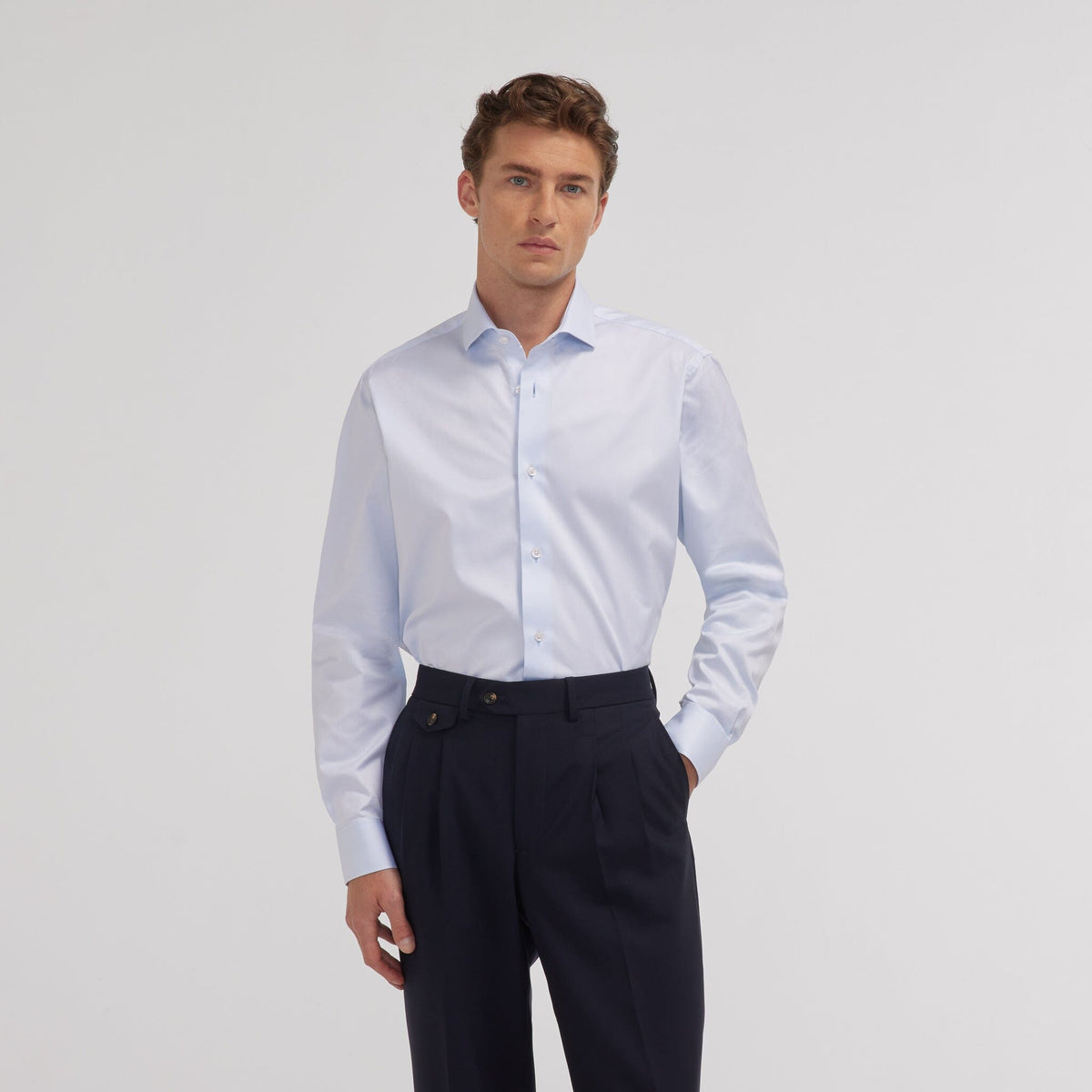 Sky blue two-ply twill shirt