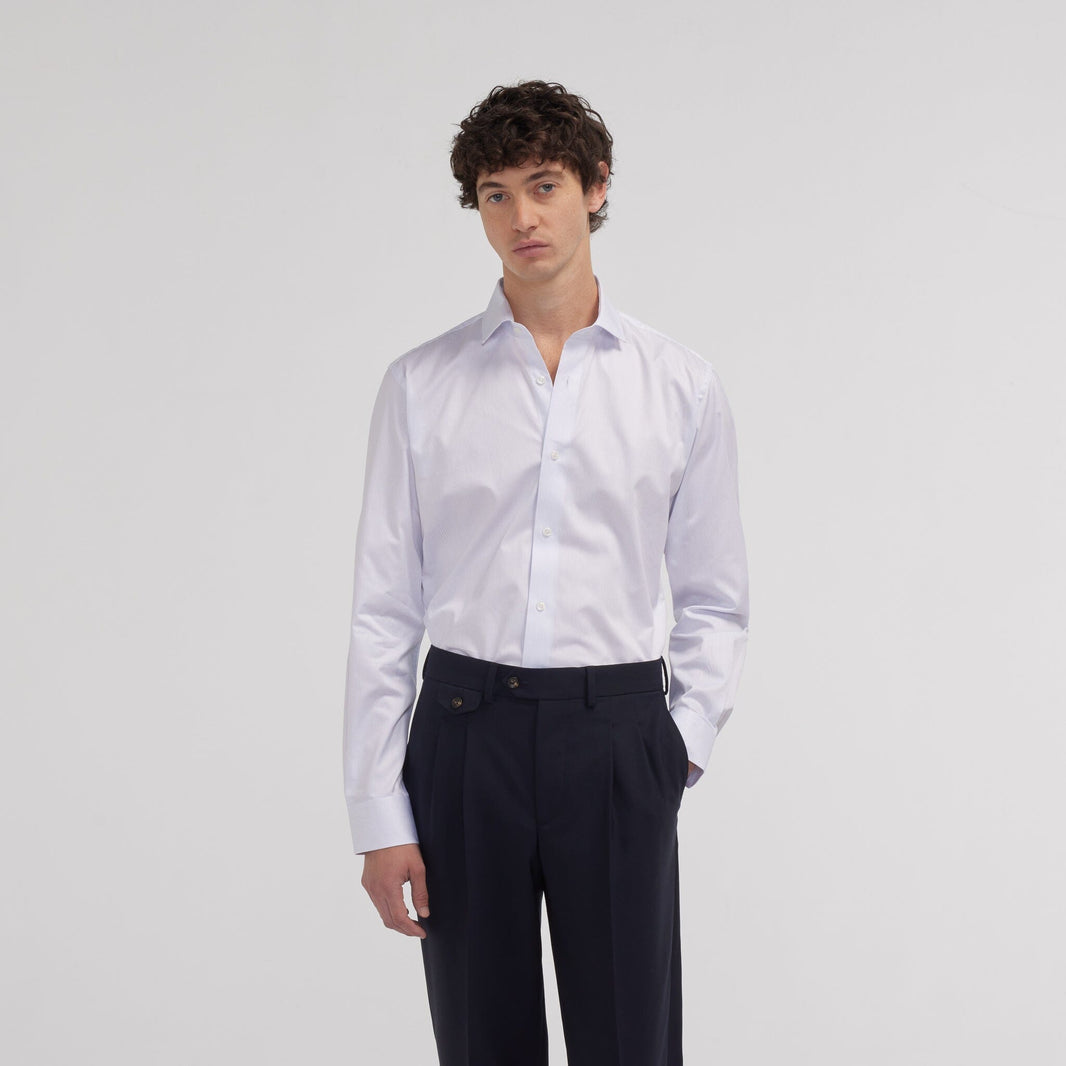 Chemise cintrée twill rayures bleues