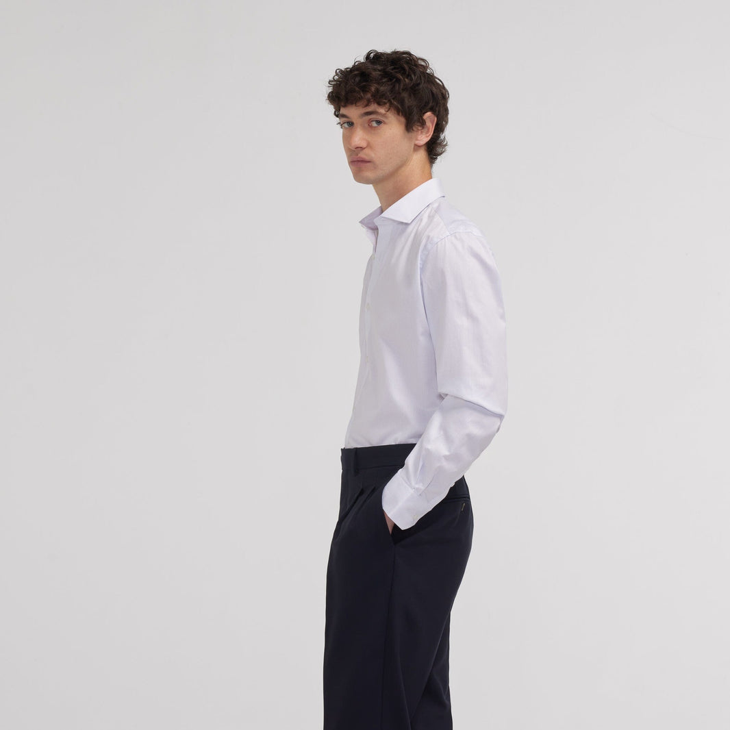 Chemise cintrée twill rayures bleues