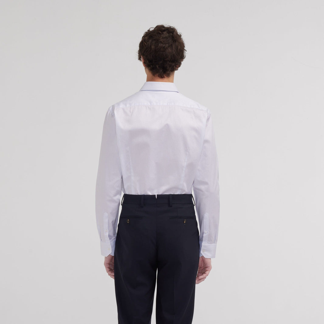 Chemise cintrée twill rayures bleues