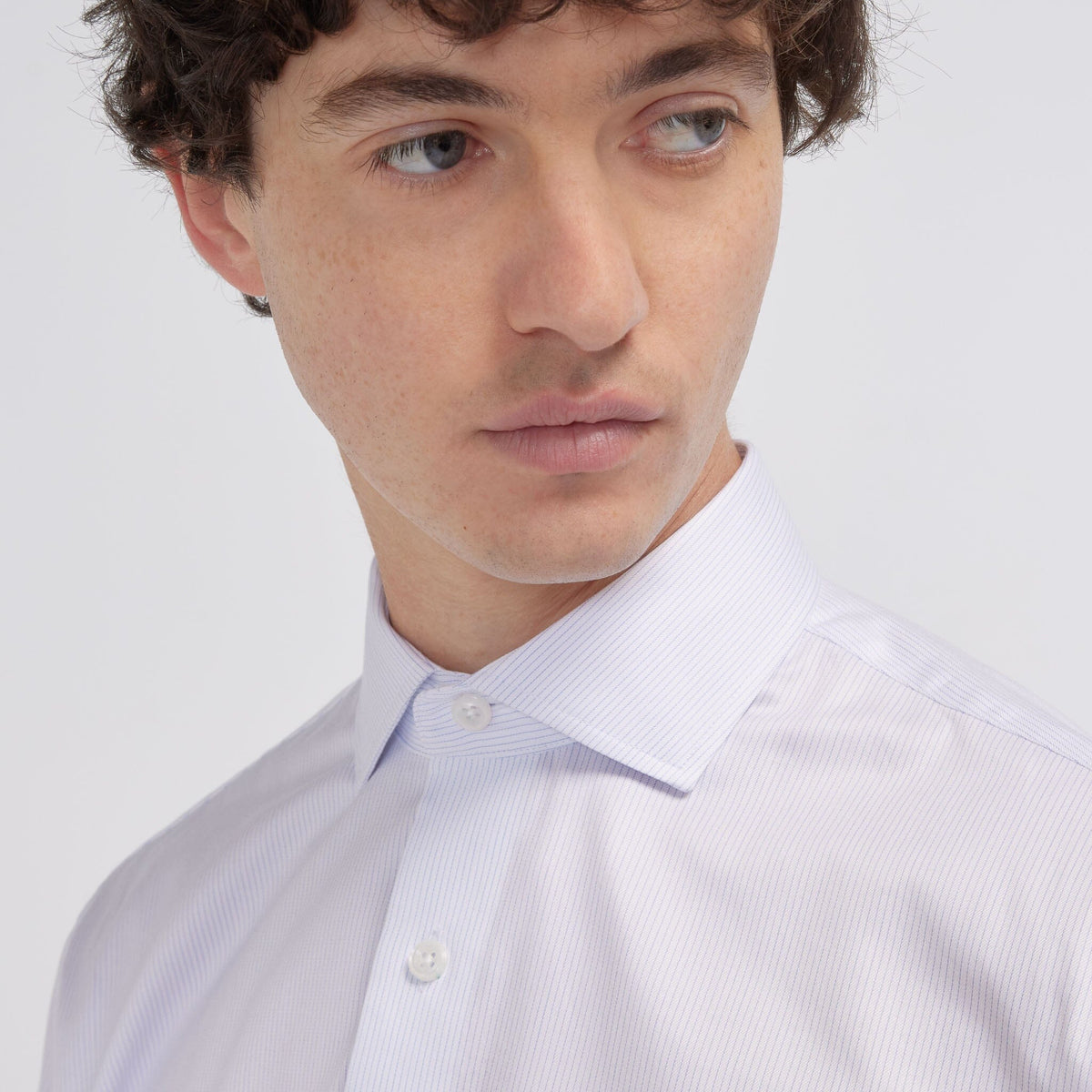 Chemise cintrée twill rayures bleues