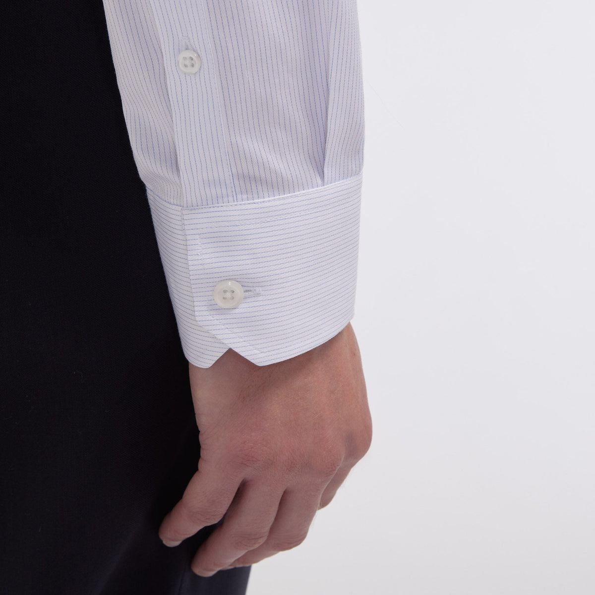 Chemise cintrée twill rayures bleues