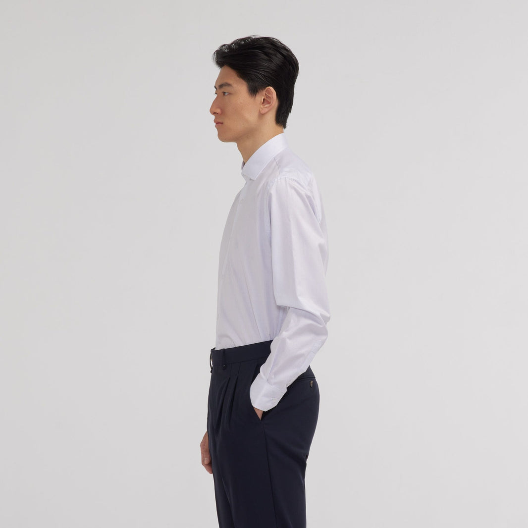 Chemise twill double retors rayures bleues