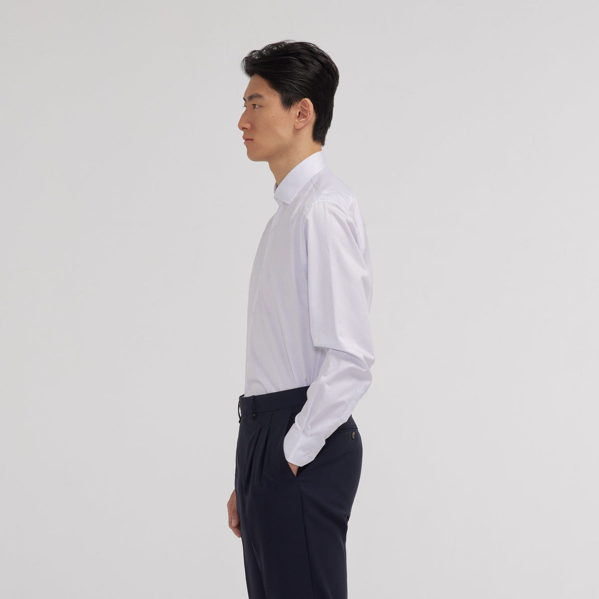 Chemise twill double retors rayures bleues