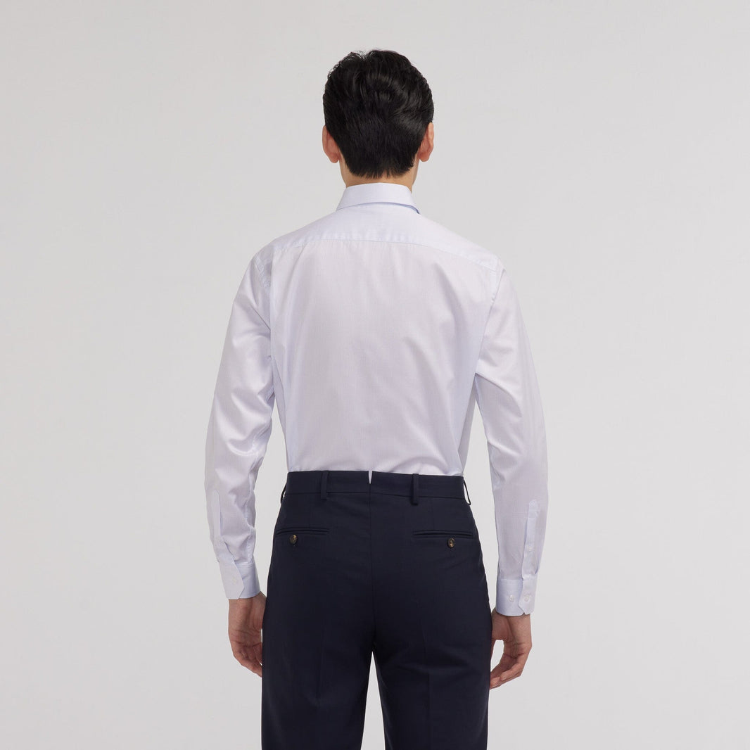 Chemise twill double retors rayures bleues