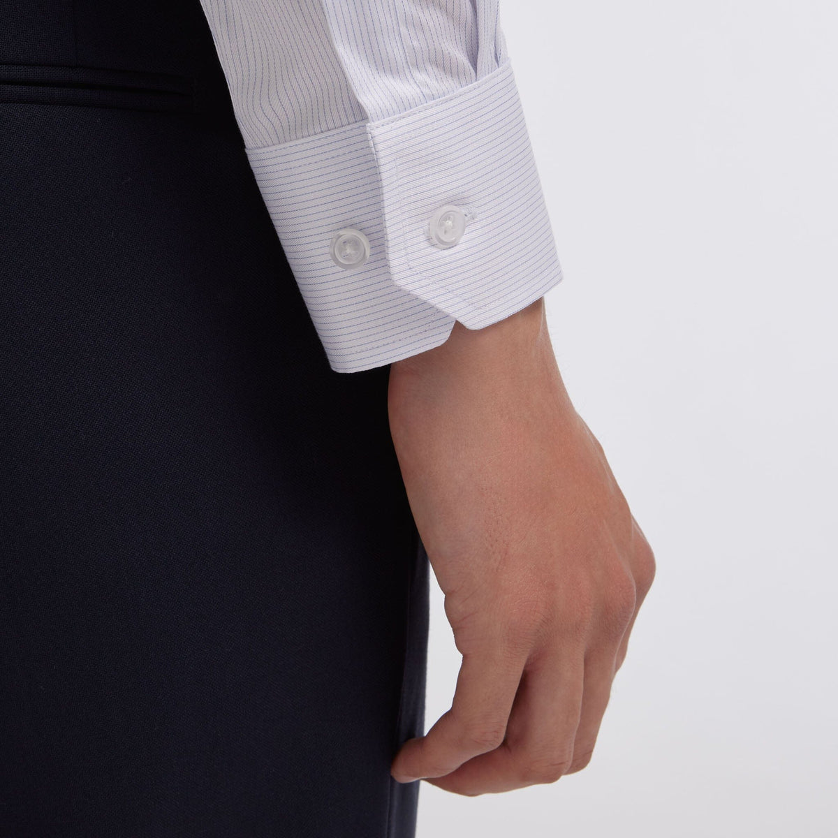 Chemise twill double retors rayures bleues