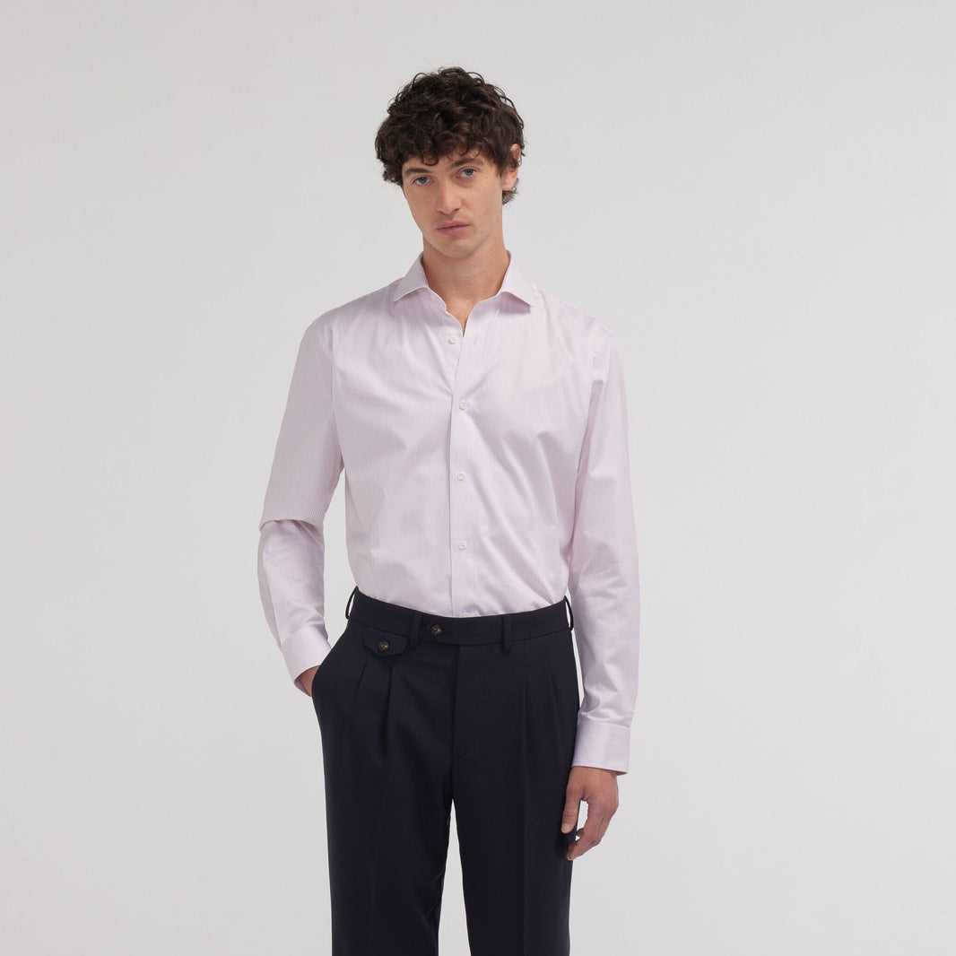 Chemise cintrée twill à rayures rouges