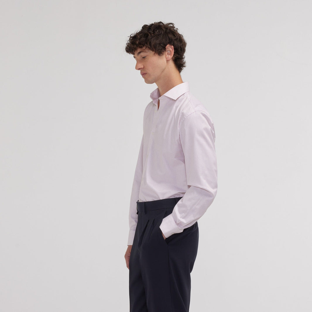 Chemise cintrée twill à rayures rouges