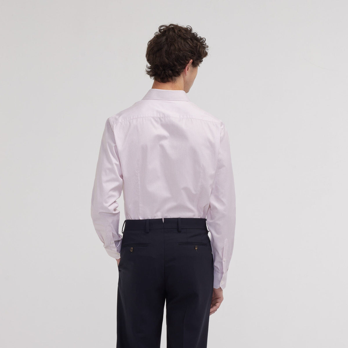 Chemise cintrée twill à rayures rouges