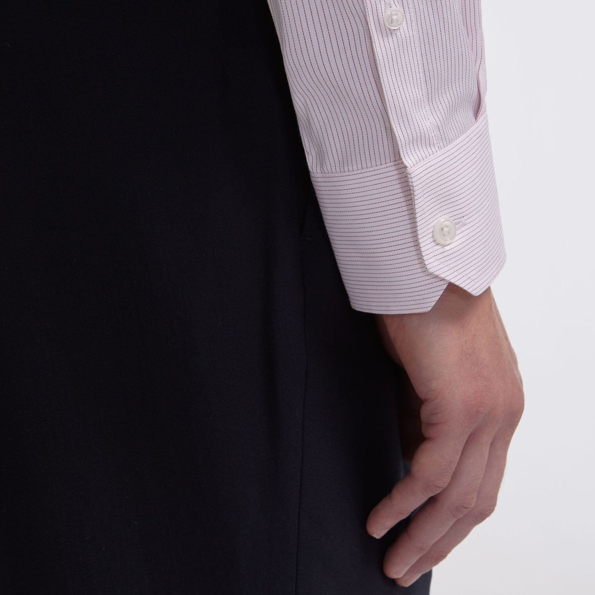 Chemise cintrée twill à rayures rouges