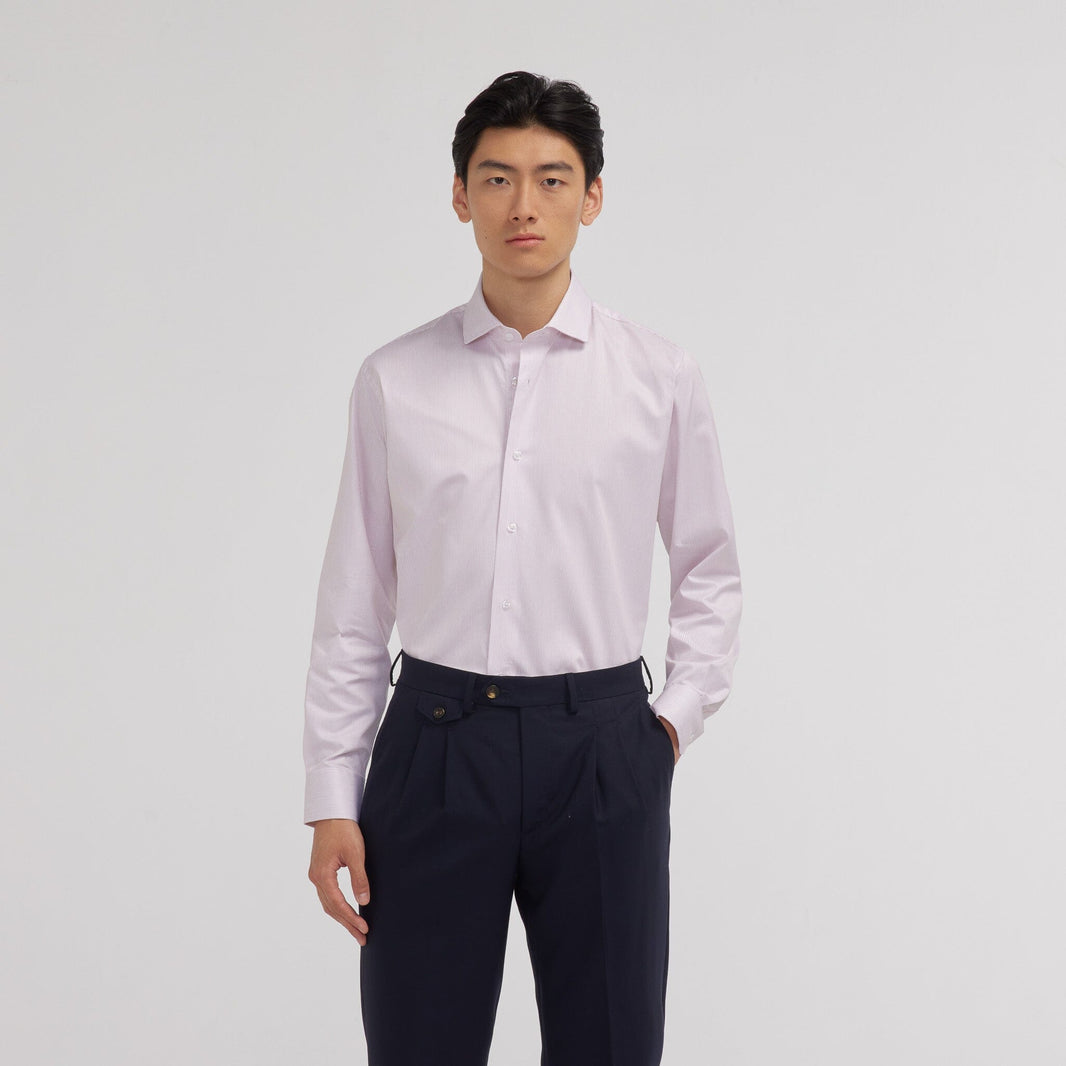 Chemise en twill double retors rayures rouges
