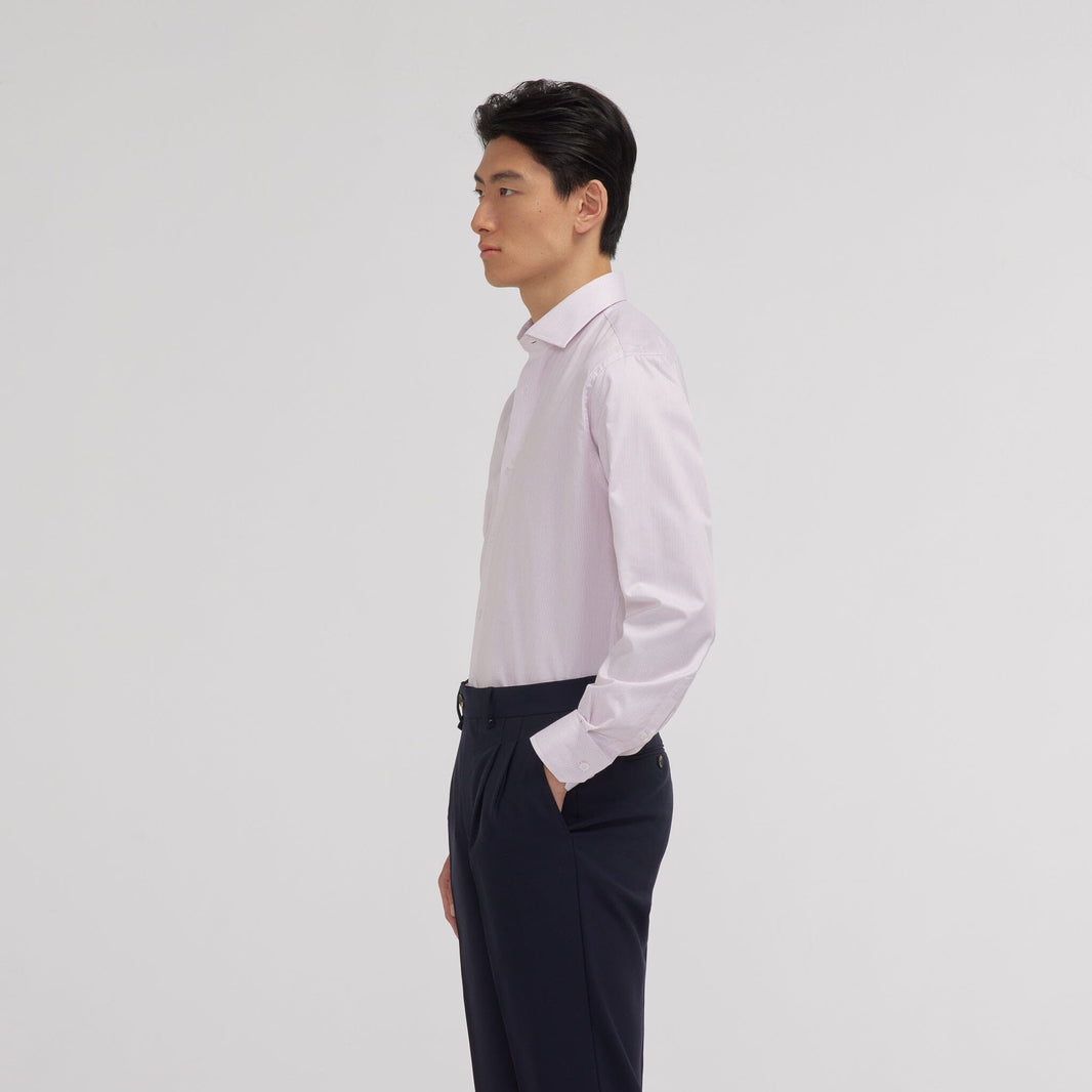 Chemise en twill double retors rayures rouges