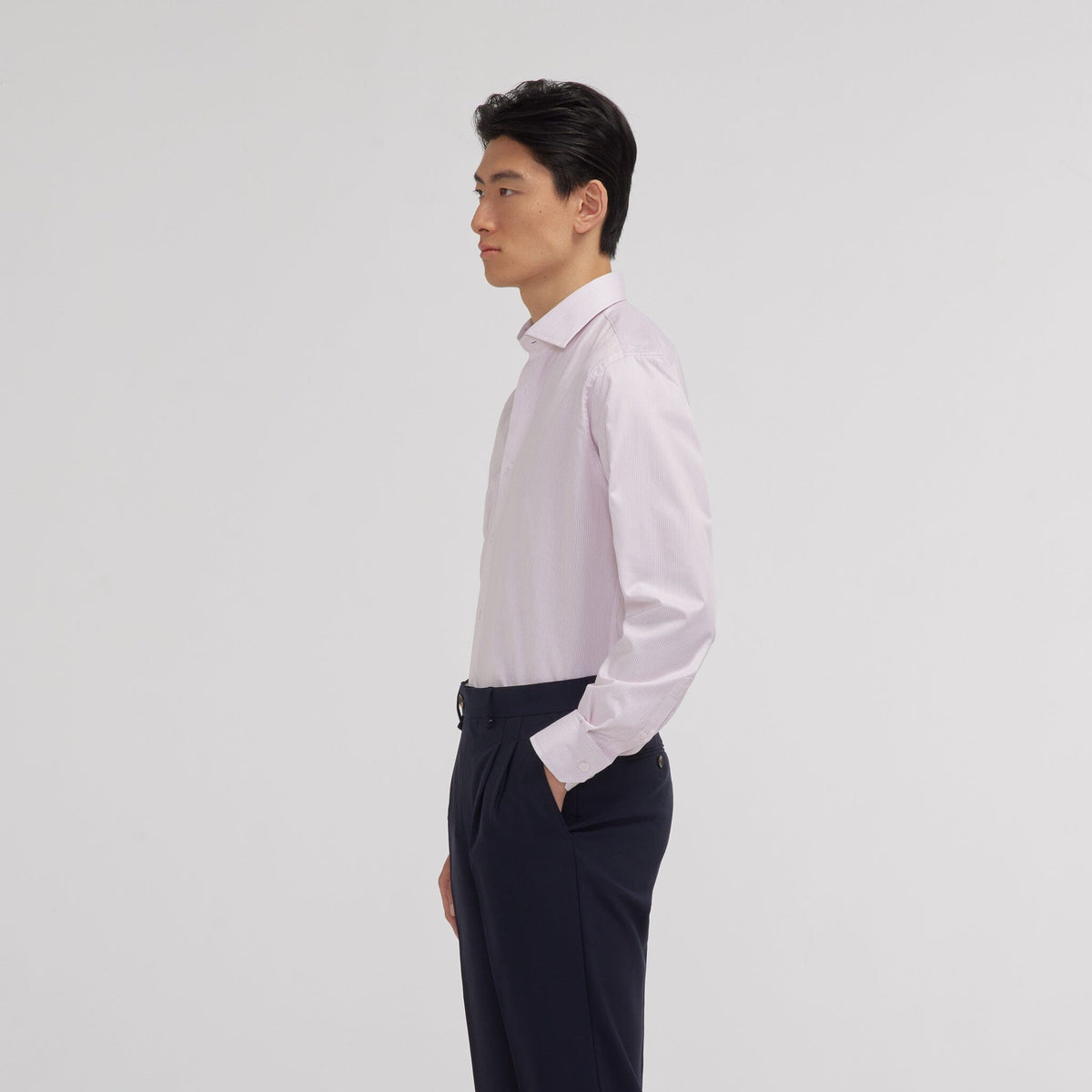 Chemise en twill double retors rayures rouges