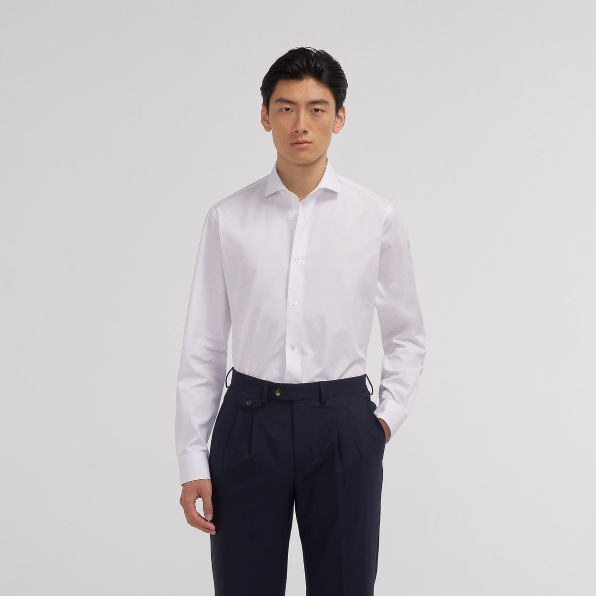 Chemise premium popeline double retors blanche