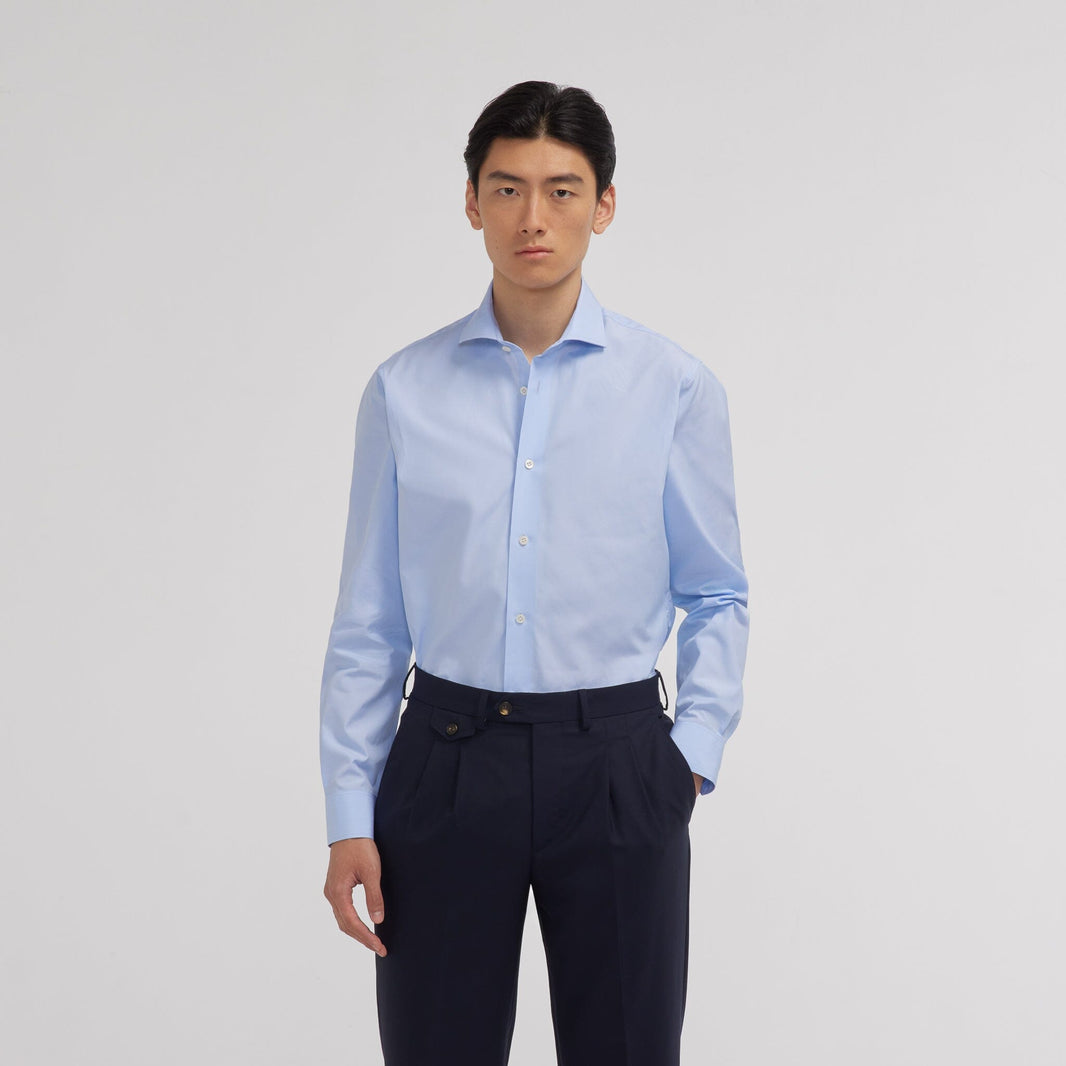 Chemise premium en pinpoint double retors bleue