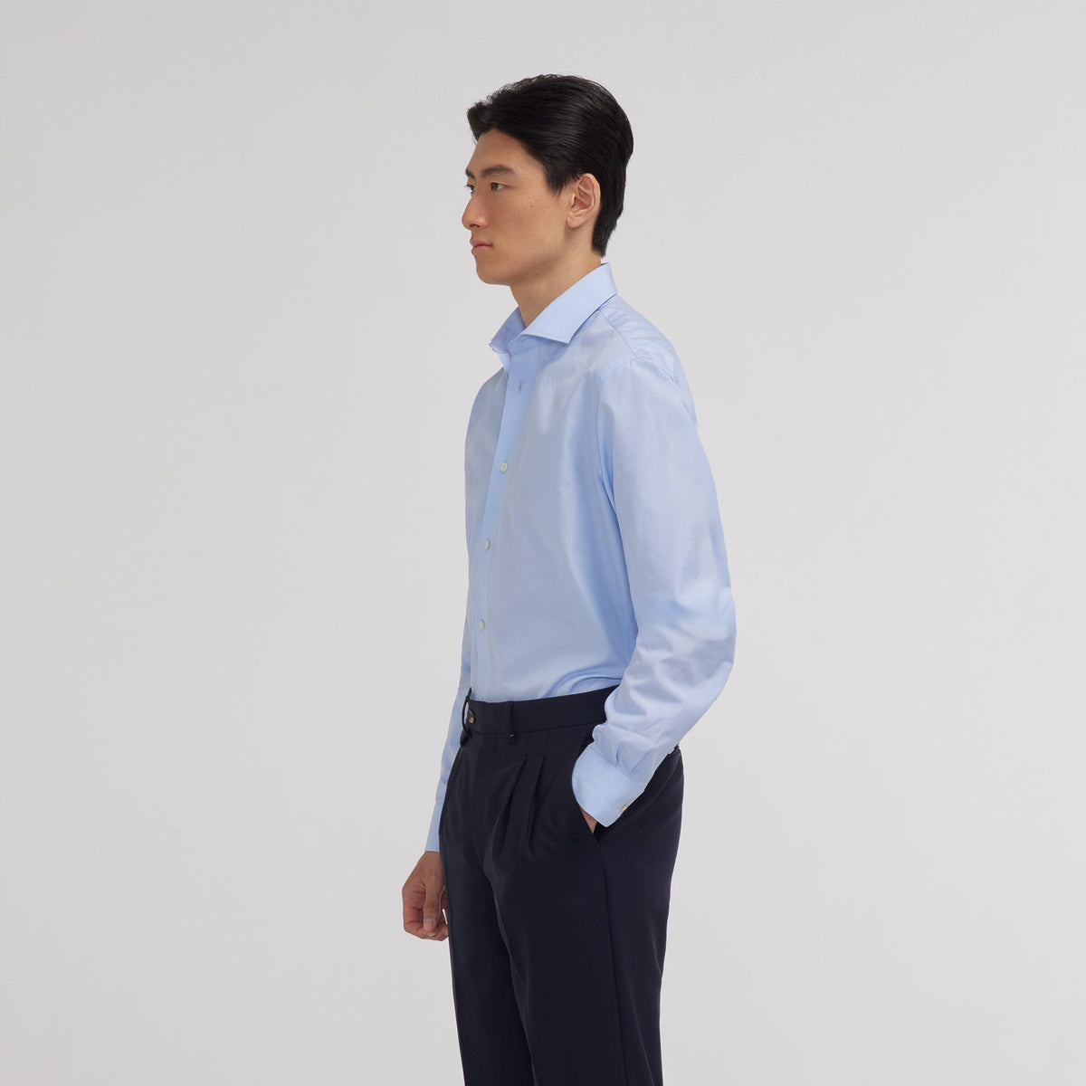 Chemise premium en pinpoint double retors bleue