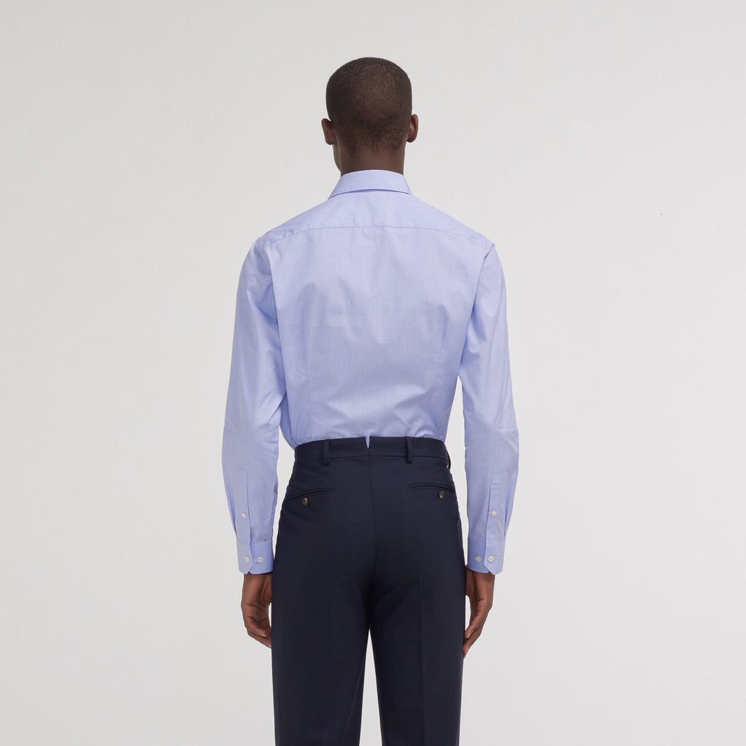Chemise premium cintrée en fil à fil  double retors bleue