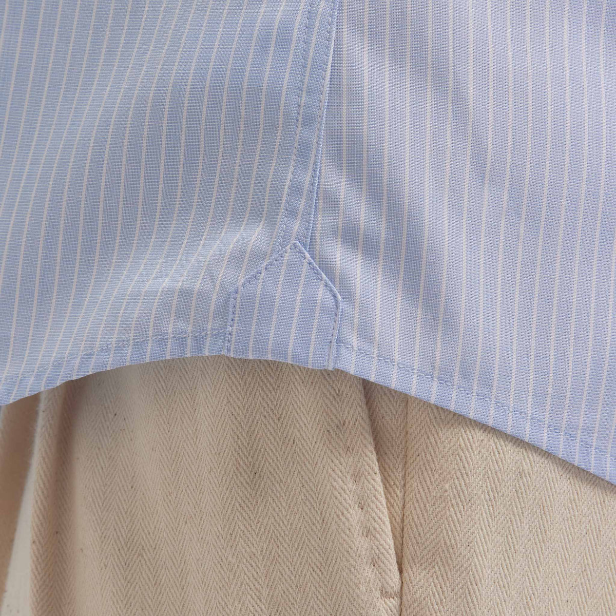 Chemise premium en popeline double retors bleue à rayures blanches