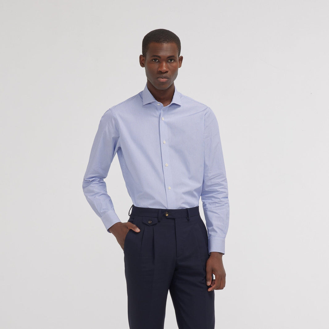 Chemise premium cintrée popeline double retors à rayures