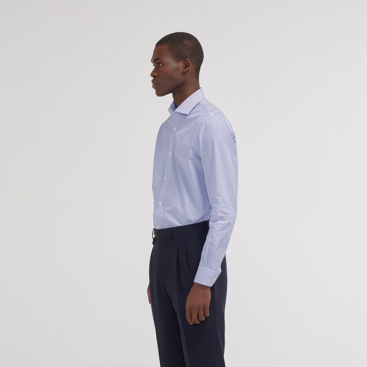 Chemise premium cintrée popeline double retors à rayures