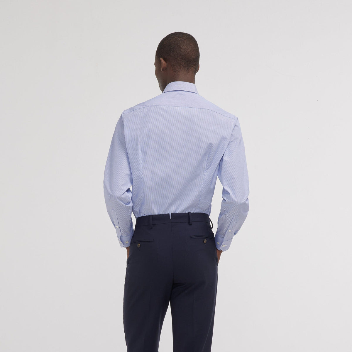 Chemise premium cintrée popeline double retors à rayures