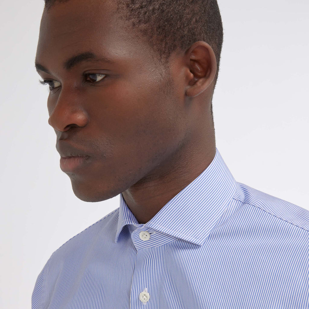 Chemise premium cintrée popeline double retors à rayures