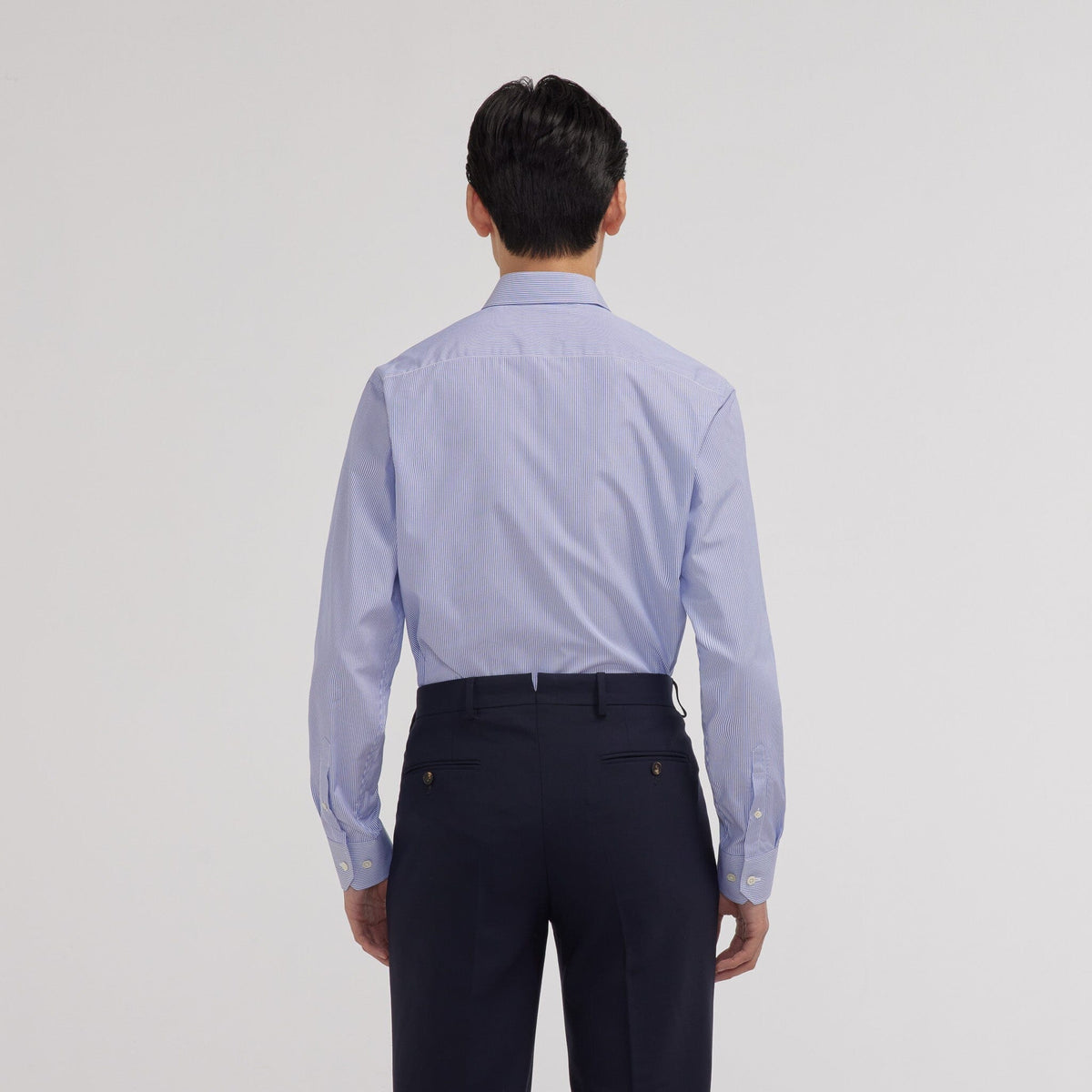 Chemise premium en popeline double retors à rayures bleues et blanches