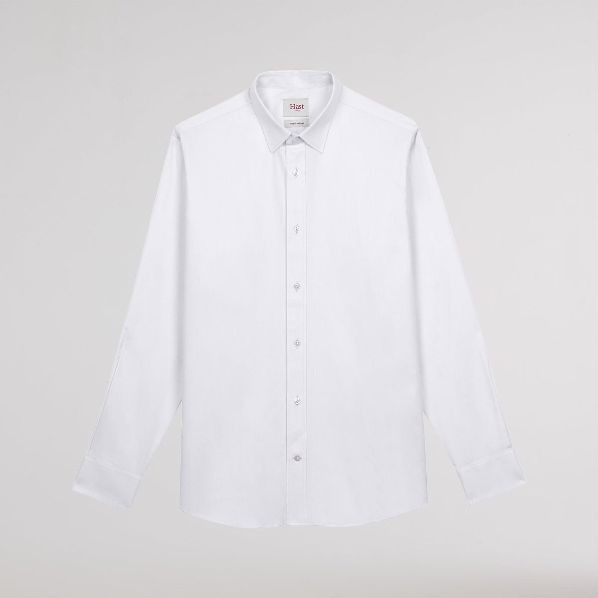 Fitted shirt in white natural stretch twill