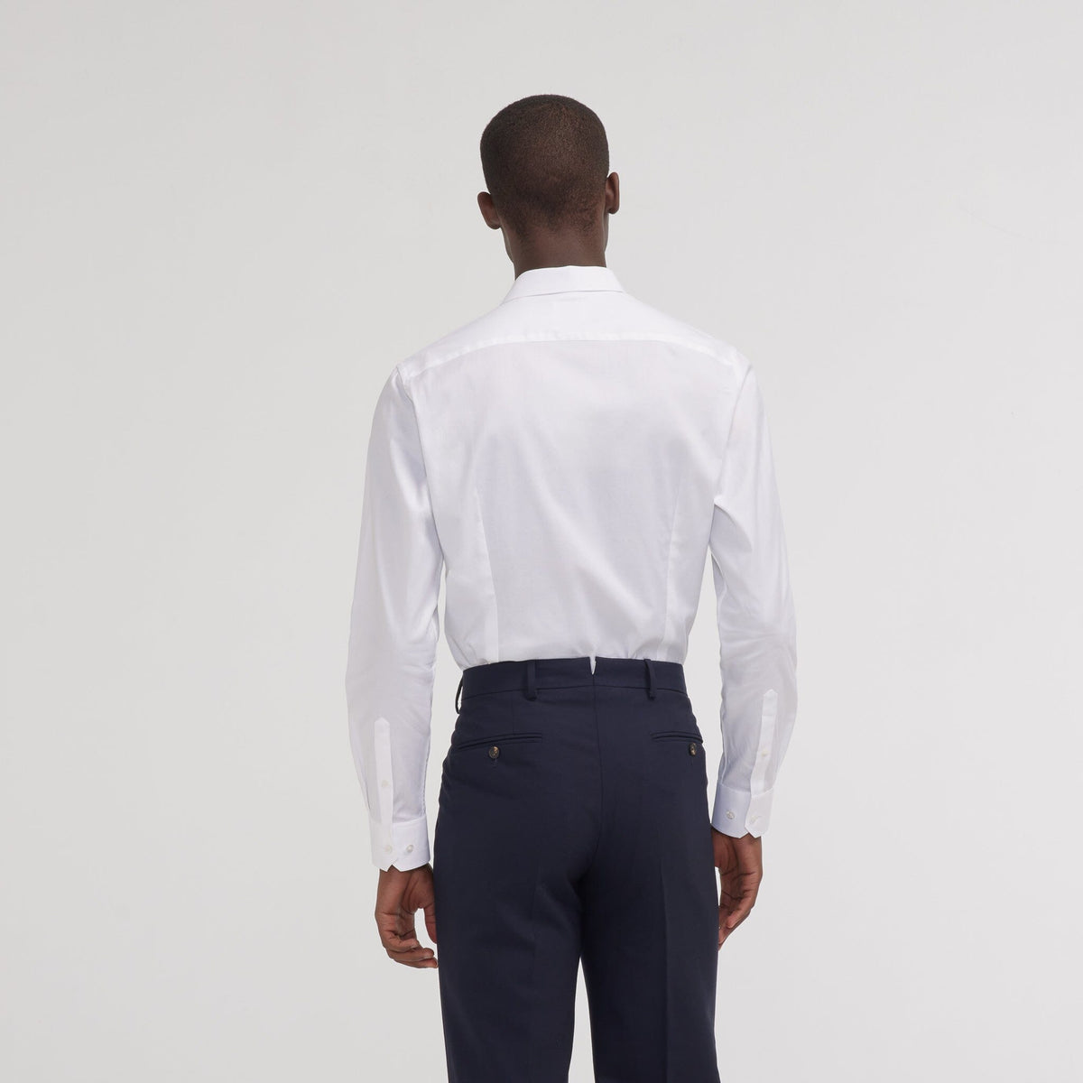 Fitted shirt in white natural stretch twill