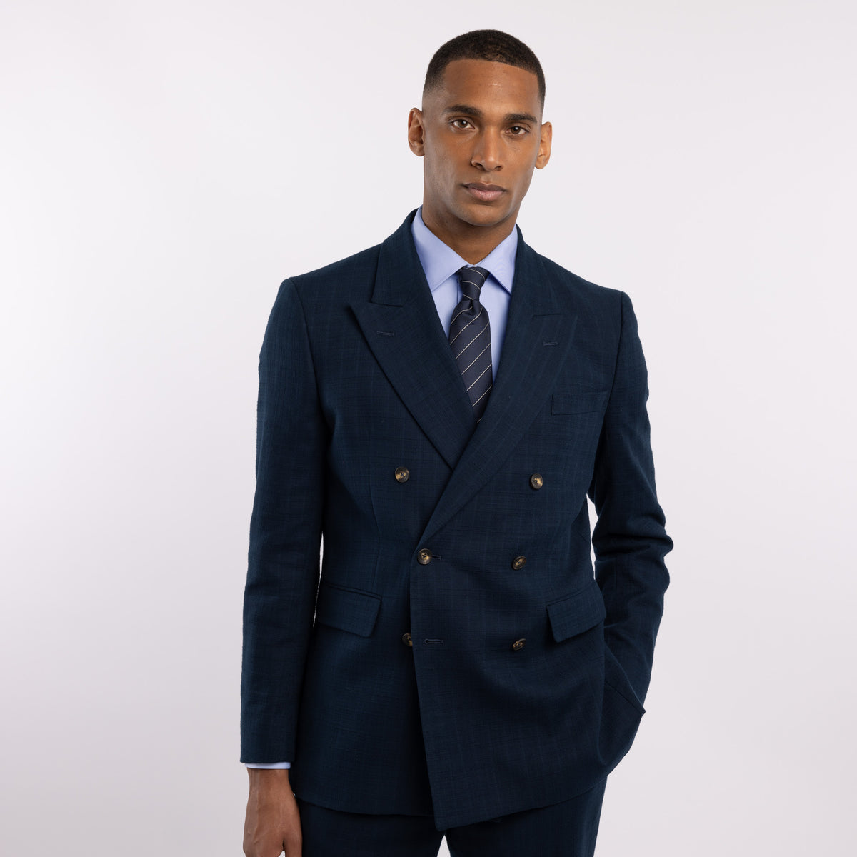 Chemise premium Thomas Mason en twill bleu