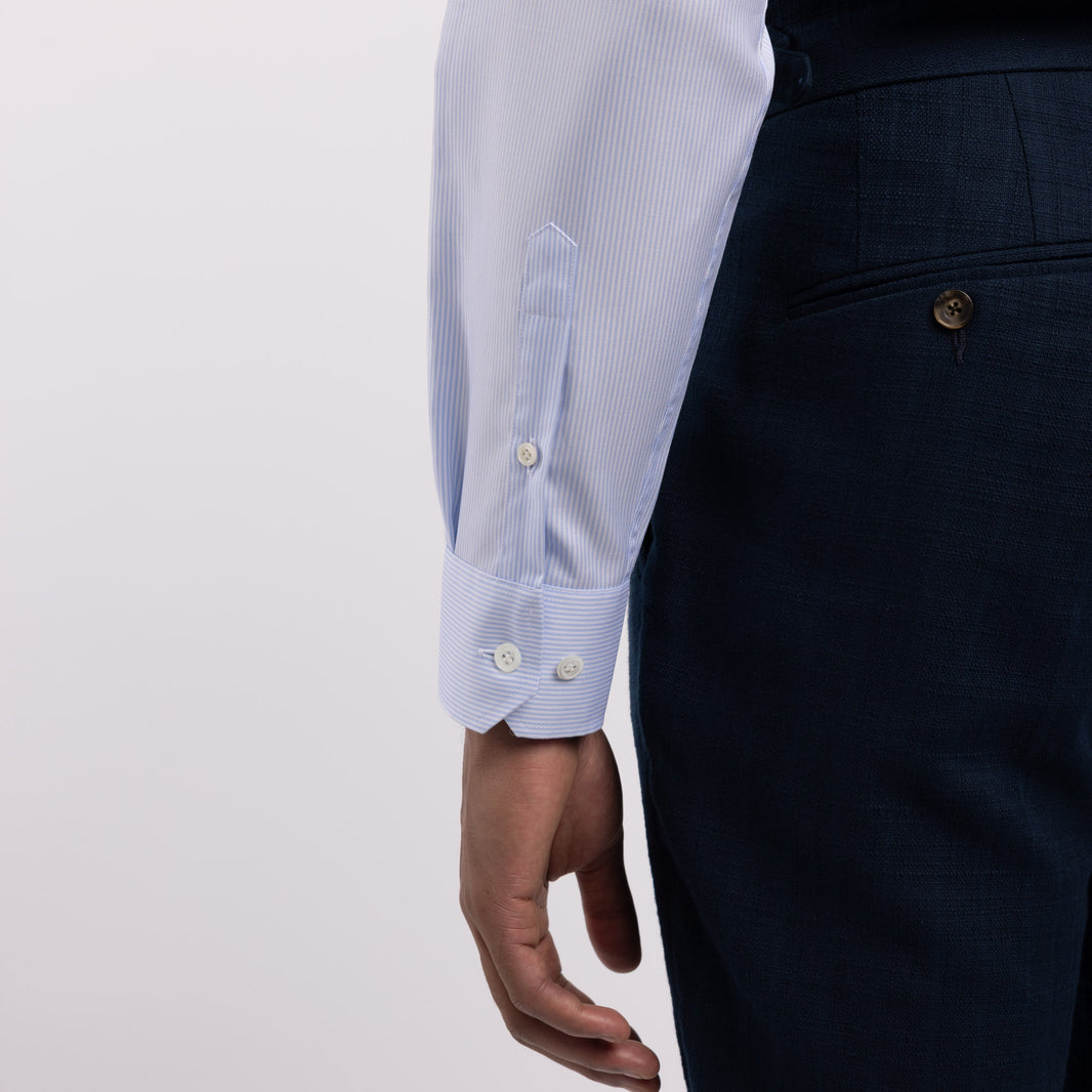 Chemise premium Thomas Mason en twill à rayures bleu clair