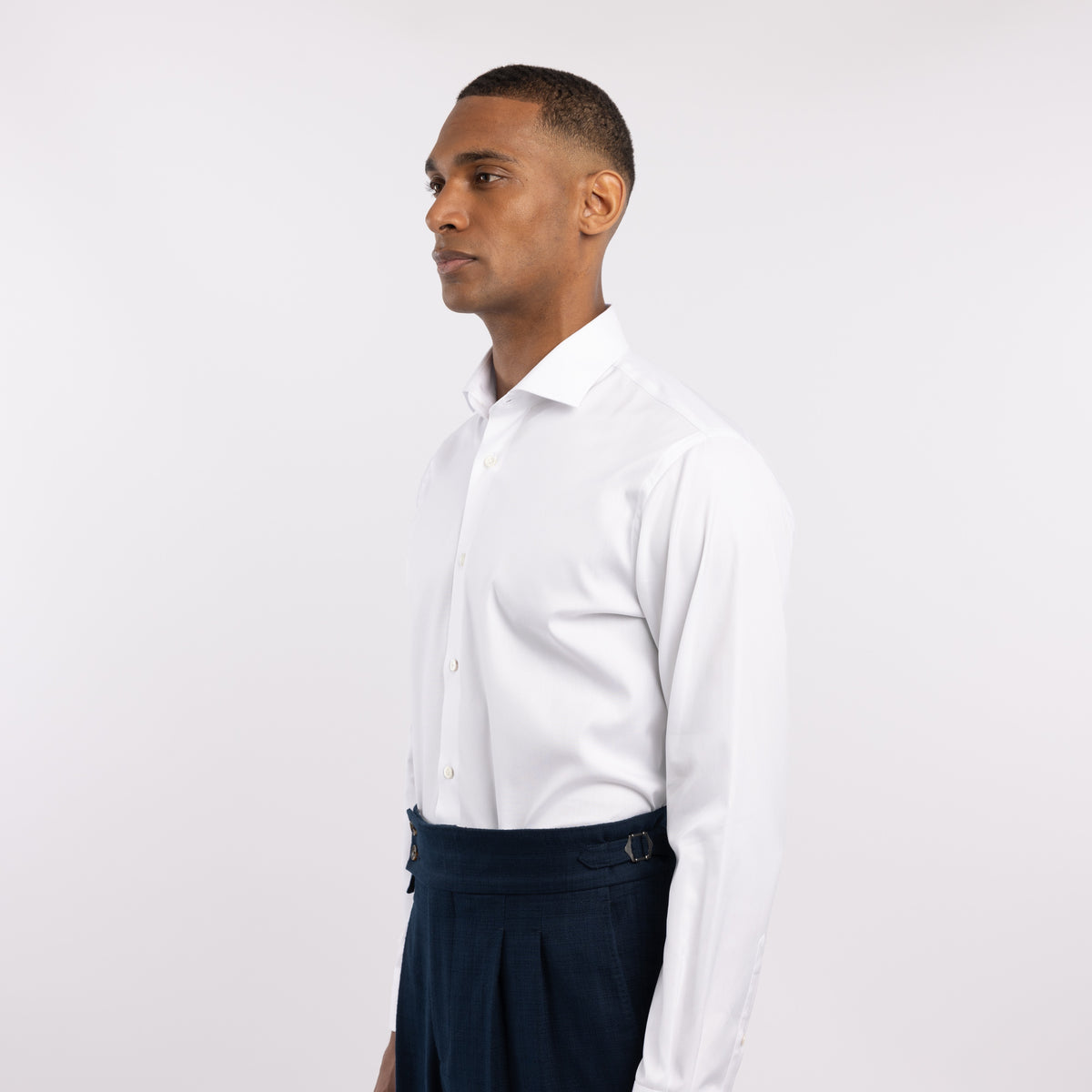 Chemise premium Thomas Mason en pinpoint blanc uni