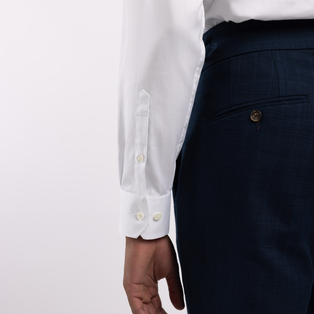 Chemise premium Thomas Mason en pinpoint blanc uni