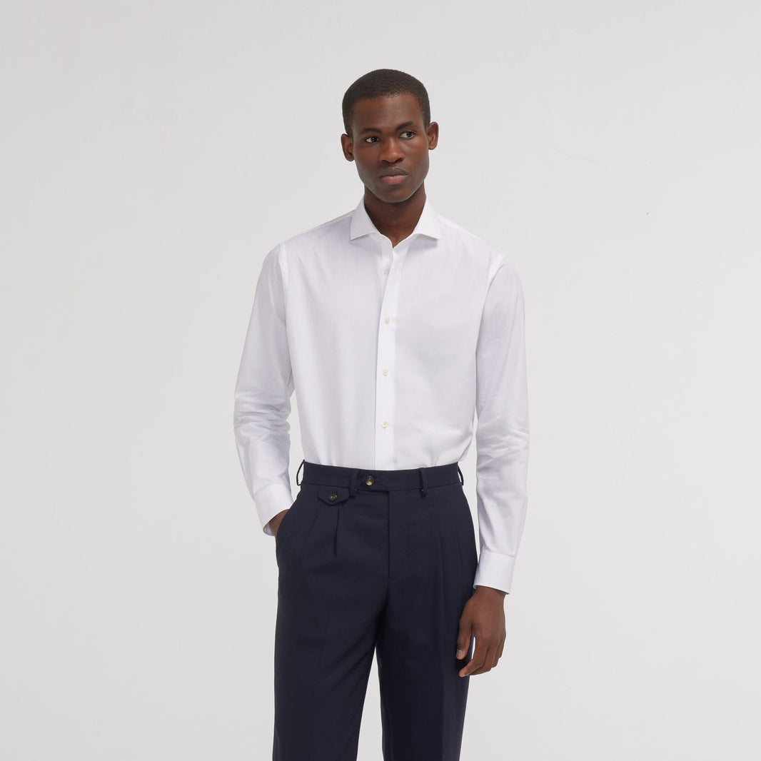 Chemise premium cintrée popeline double retors blanche