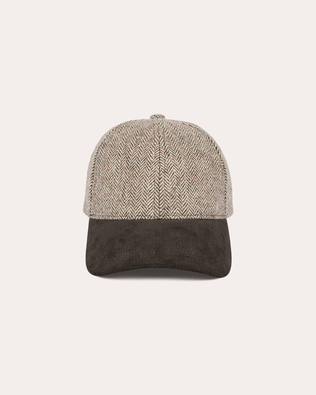 Casquette en laine chevrons et velours marron