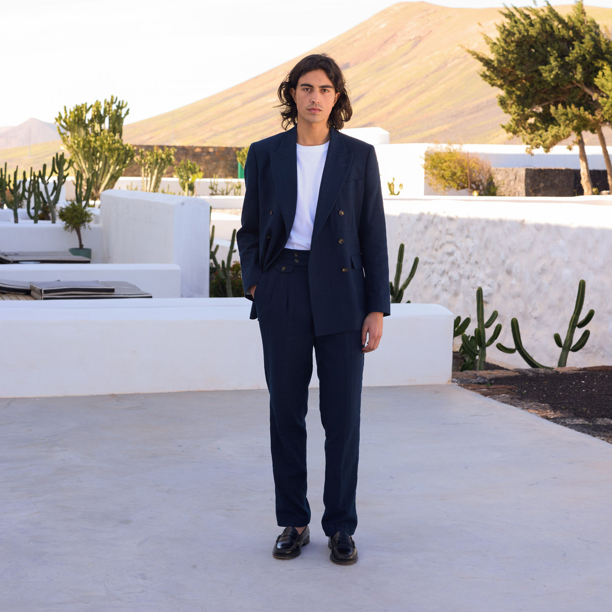 Veste croisée en coton marine