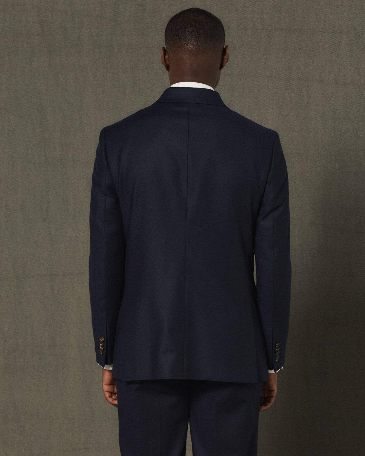 Veste croisée en flanelle de laine marine