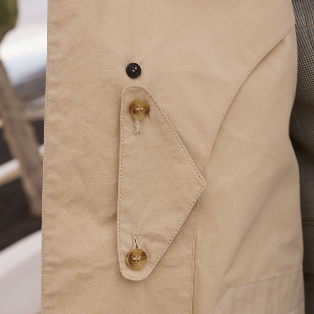 Beige waxed cotton waterproof coat