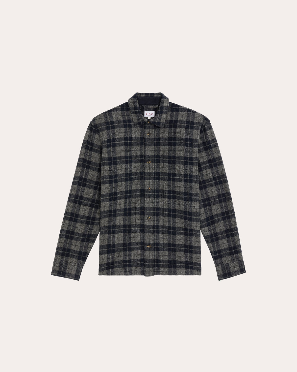 Wool overshirt in grey and navy check