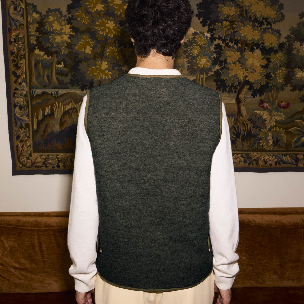 Gilet en laine vierge vert