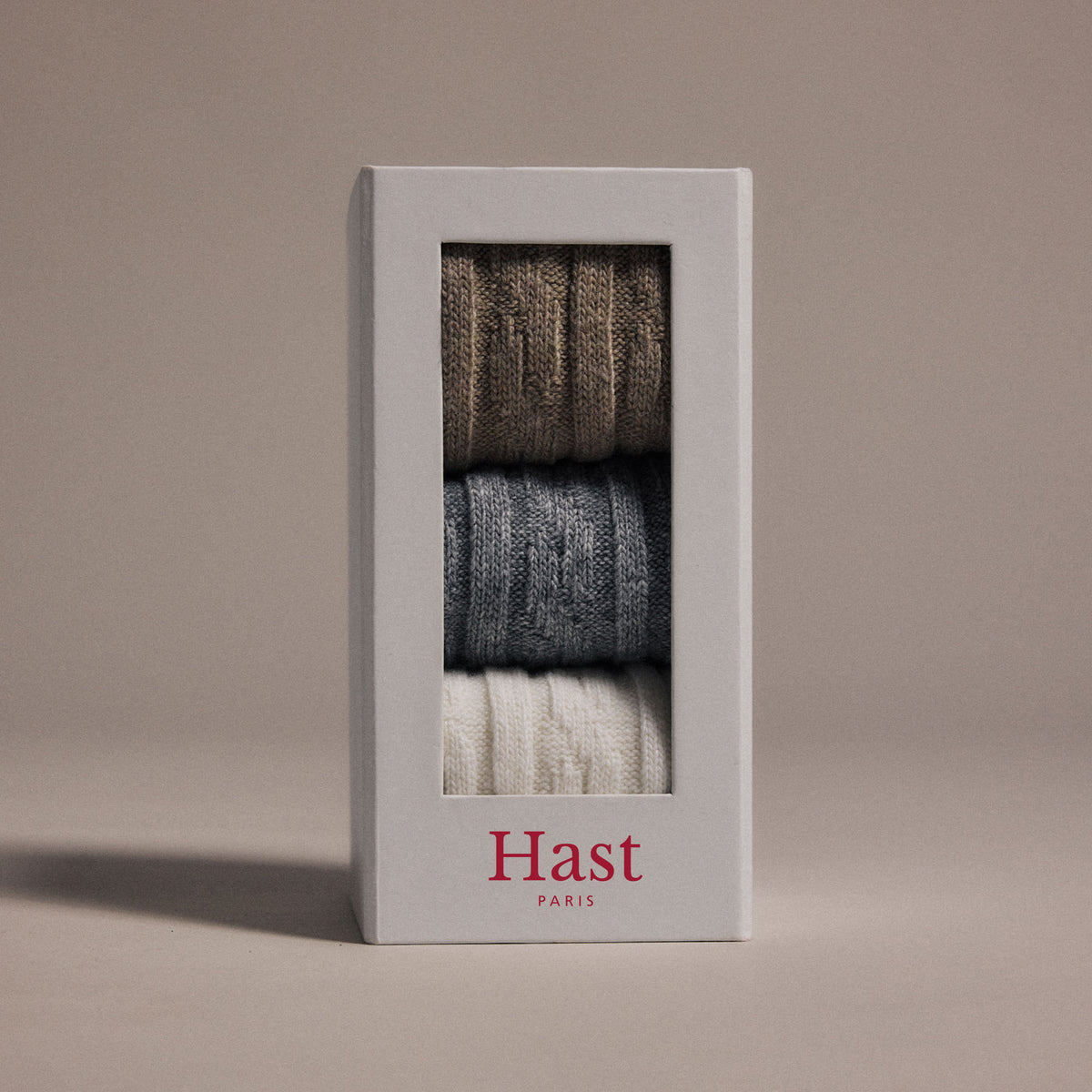 Pack de chaussettes en laine et cachemire grise, beige, écru