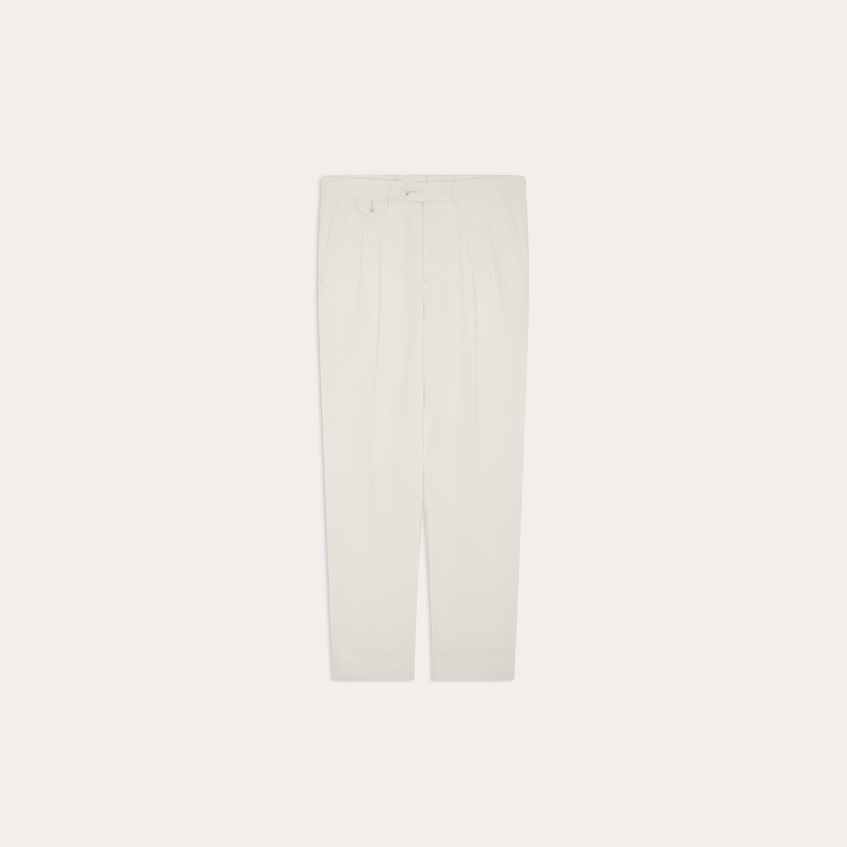 Bundfaltenhose aus weißem Leinen und Baumwolle