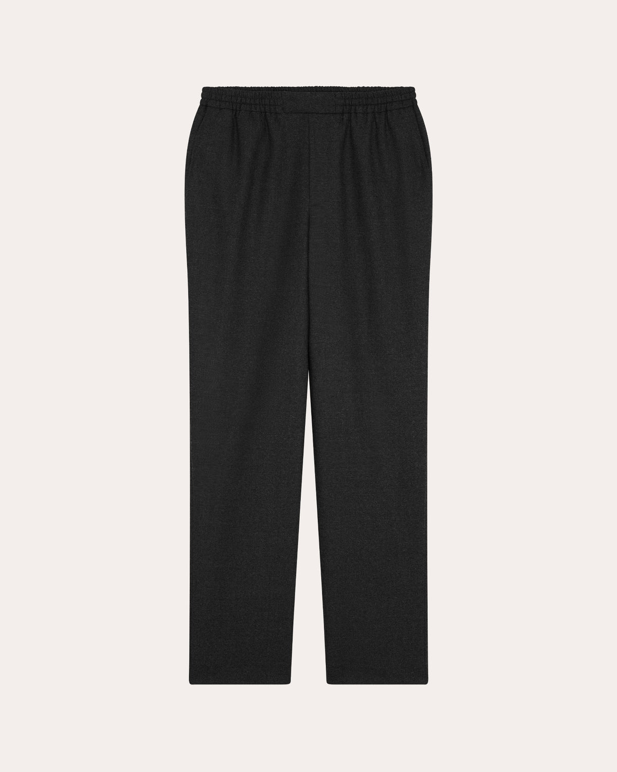 Pantalon à ceinture élastiquée en flanelle de laine grise