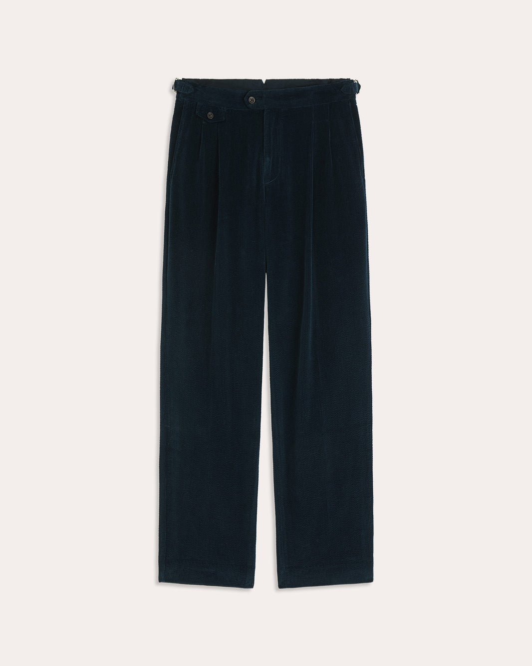 Pantalon à double plis en velours bleu