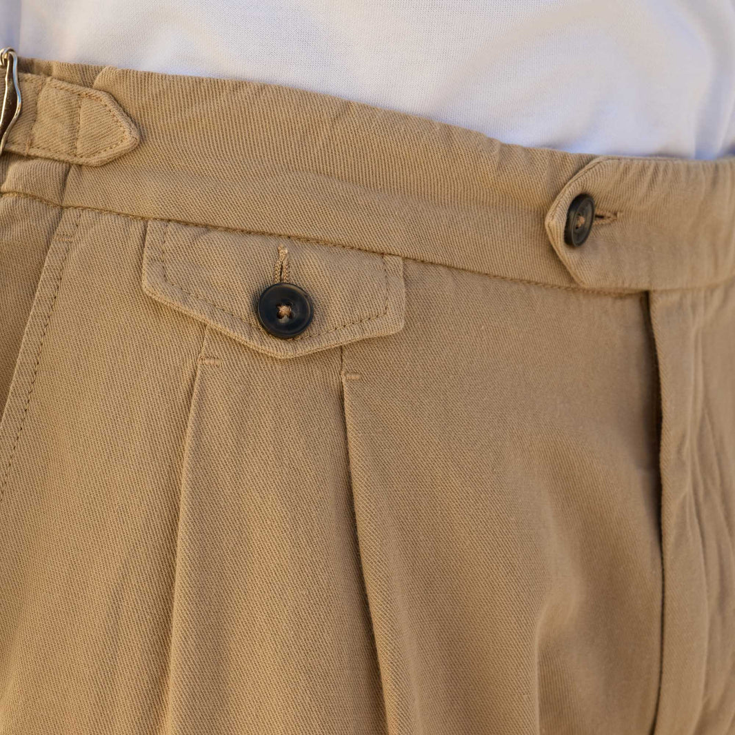 Hose aus Baumwolle und Leinen Beige