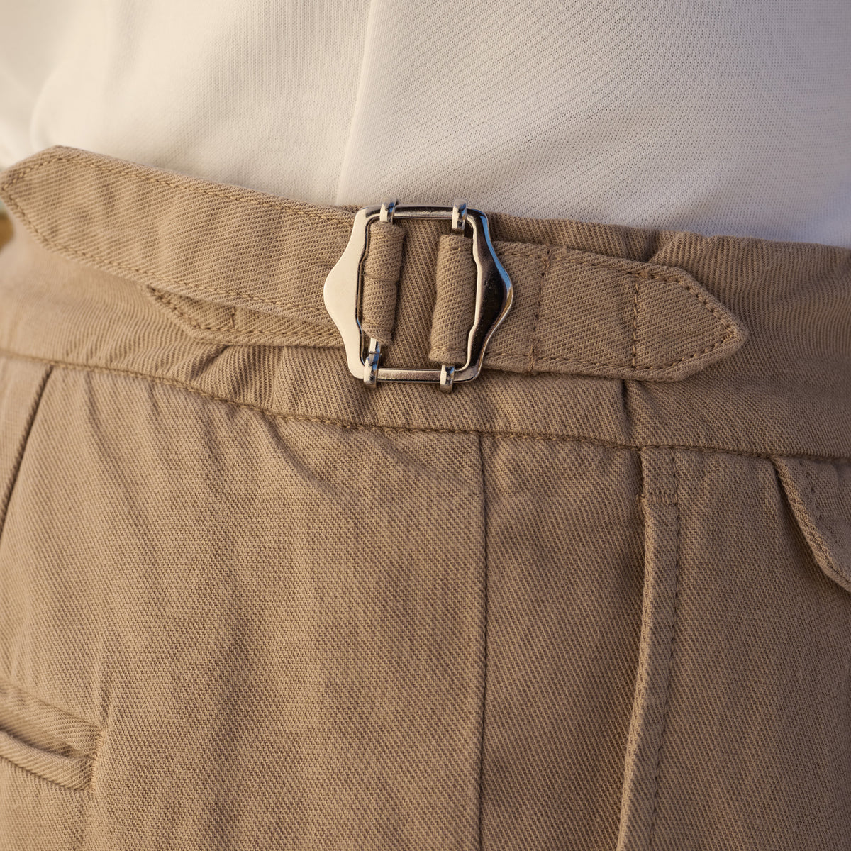 Hose aus Baumwolle und Leinen Beige