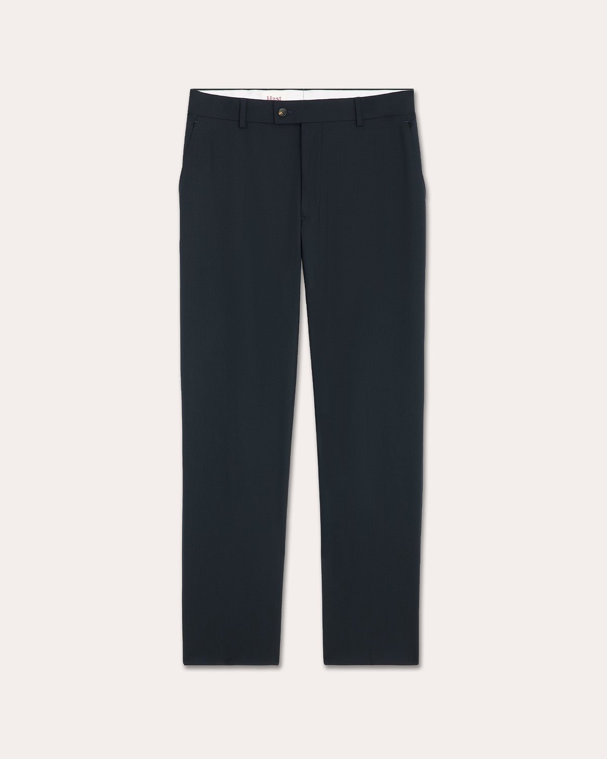 Pantalon droit en laine marine