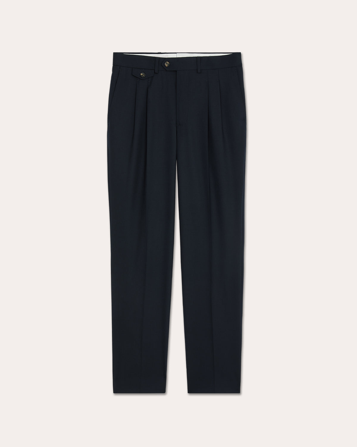 Costume formel en laine marine, pantalon à pinces