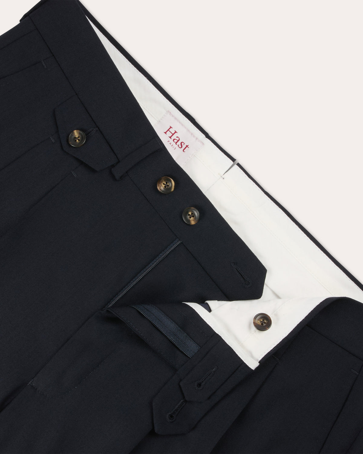 Costume formel en laine marine, pantalon à pinces