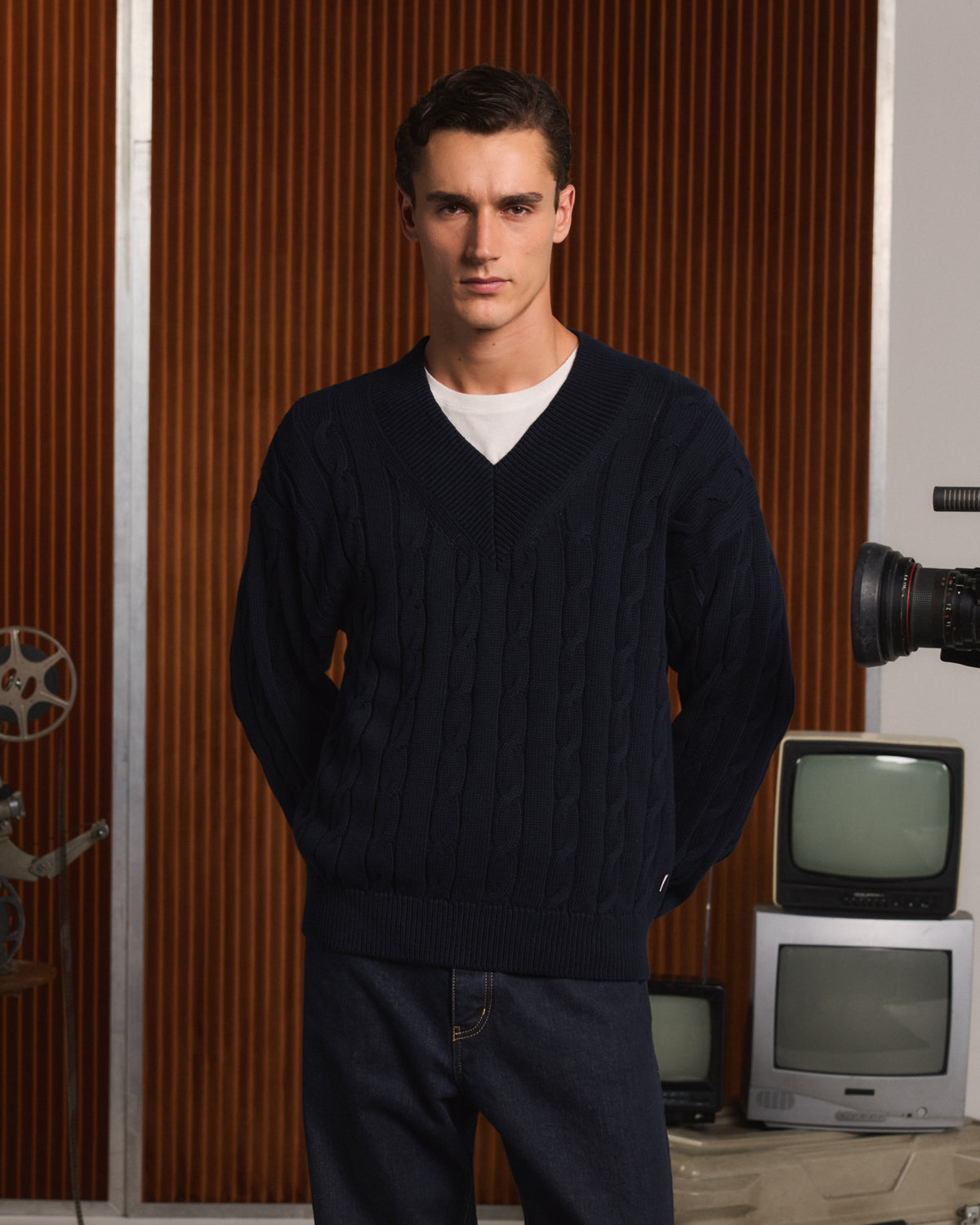 Pull en coton marine
